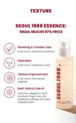 K-Secret- Seoul 1998 Essence : Snail Mucin 93% + Rice 100ml - Image 6