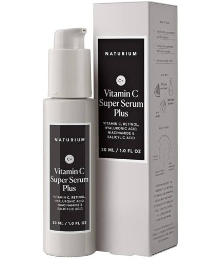 Naturium Vitamin C Super Serum Plus, Smoothing Face Care, plus Retinol, Hyaluronic Acid, Niacinamide & Salicylic Acid, 1 oz / 30ml